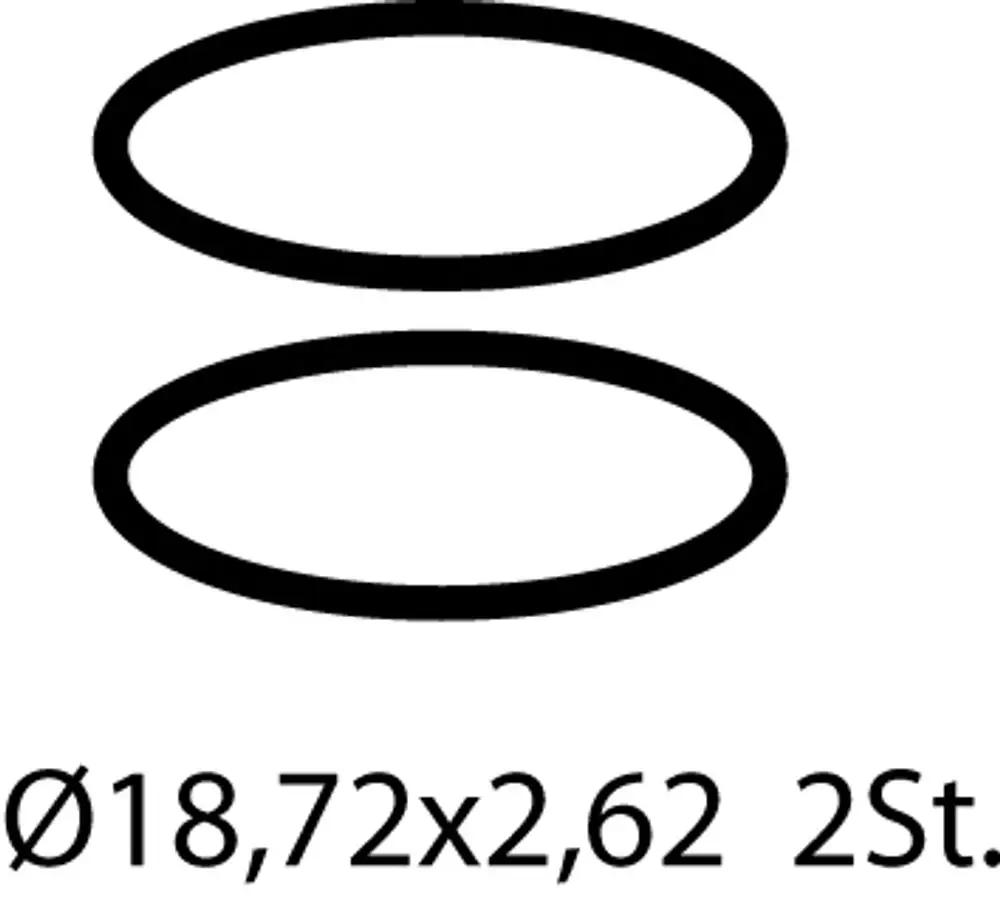 Zwei O-Ringe, dargestellt in Form von ovalen Linien, mit den Maßen, die auf dem Bild nicht klar sichtbar sind. Ideal Standard Produkt.